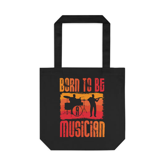 Born to Be Musician Tote Bag – Retro Drummer & Guitar Silhouette Music Lover Gift