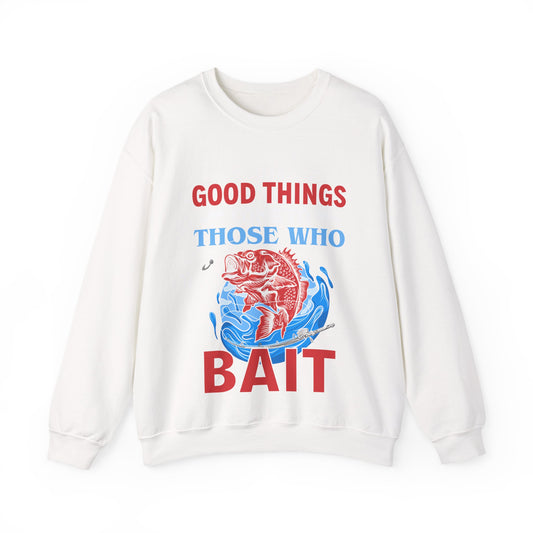 Fishing Enthusiast Crewneck Sweatshirt - Good Things for Bait Lovers