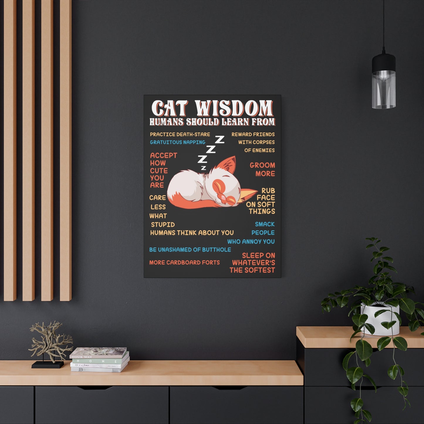 Canvas Print — "Cat Wisdom: Humans Should Learn From" Illustrated Wall Art