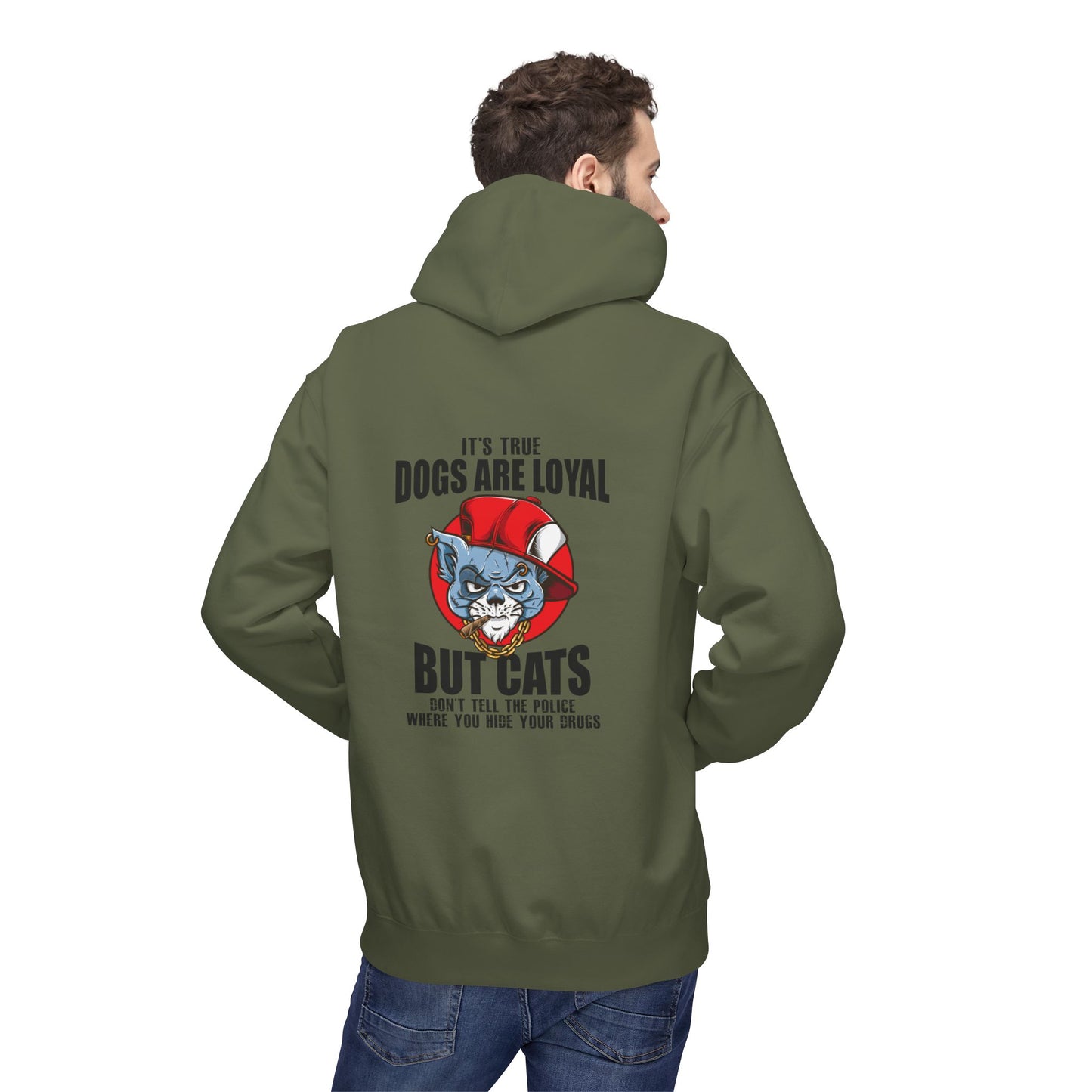 Hoodie — "Dogs Are Loyal But Cats Don’t Tell the Police" Graphic Cat Lover Pullover