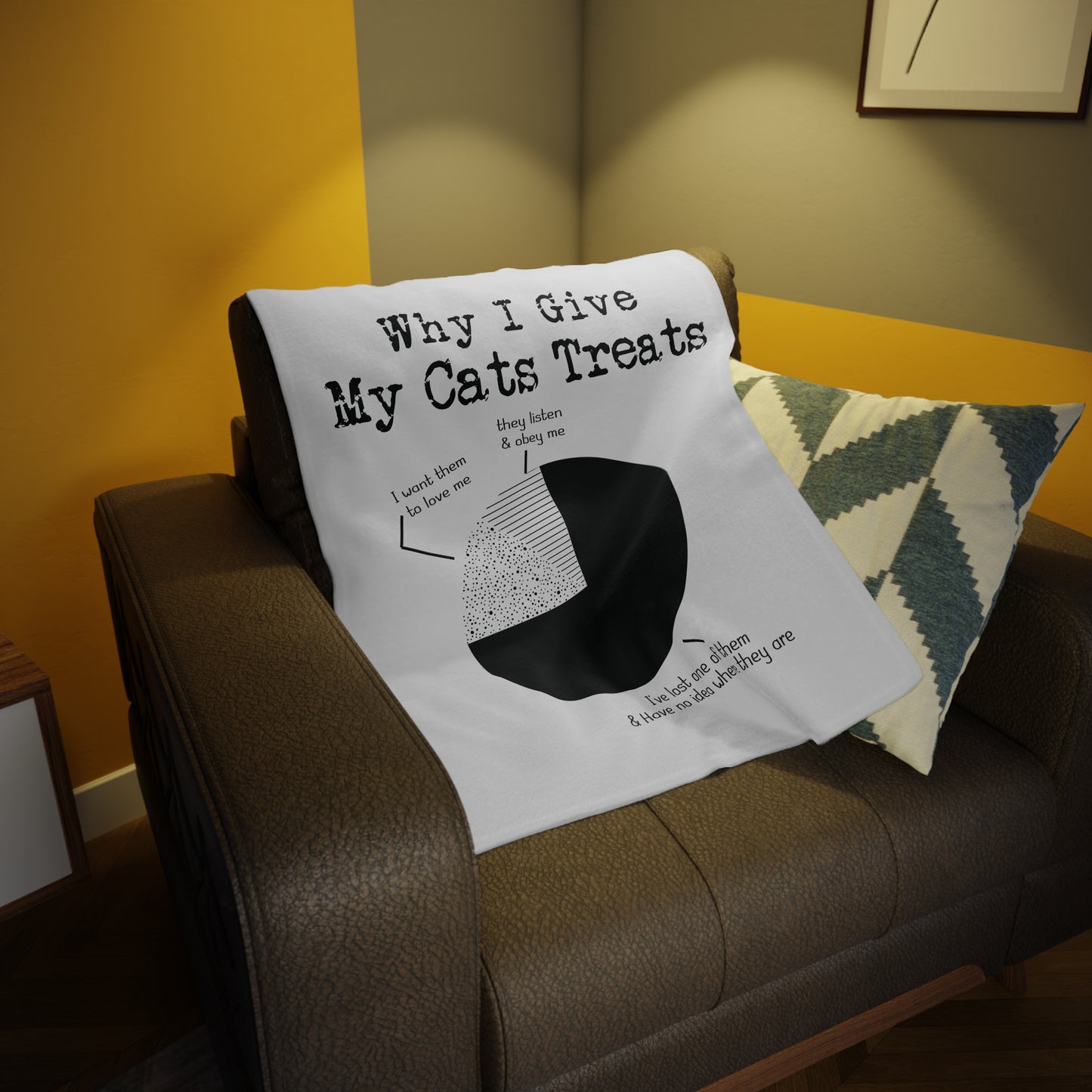 Cat Lover's Plush Fleece Blanket - 'Why I Give My Cats Treats'