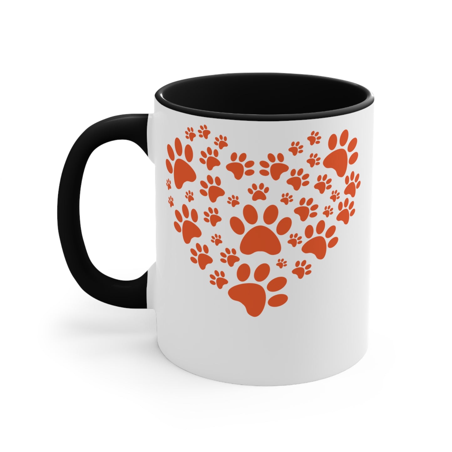 Heart-Shaped Pet Lover Mug | Colorful Dog Paw Print Coffee Cup