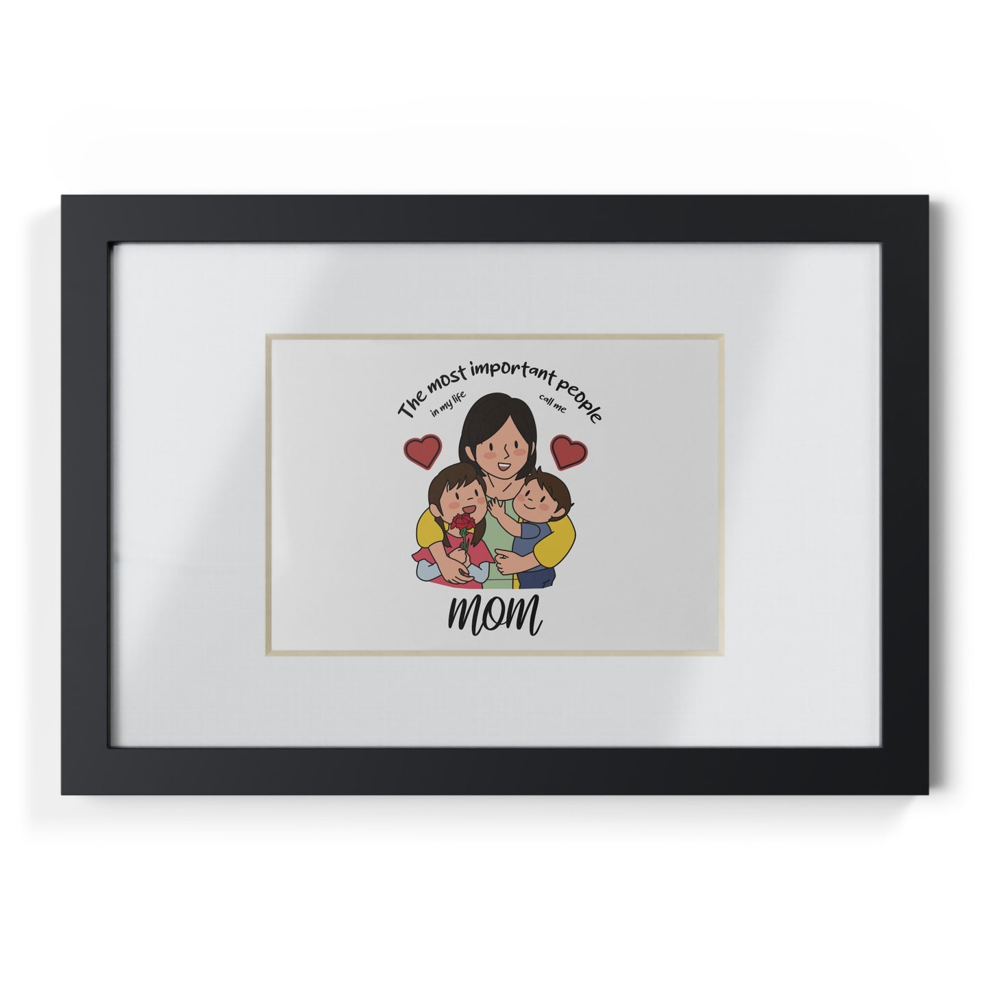 Framed Mom Poster — "The most important people" Family Illustration (Black Frame)