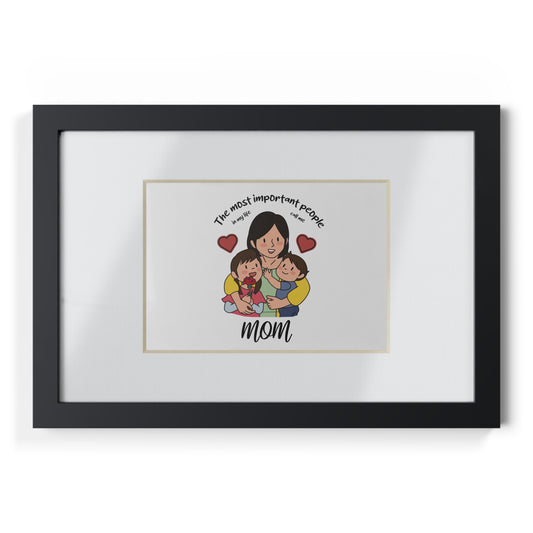 Framed Mom Poster — "The most important people" Family Illustration (Black Frame)