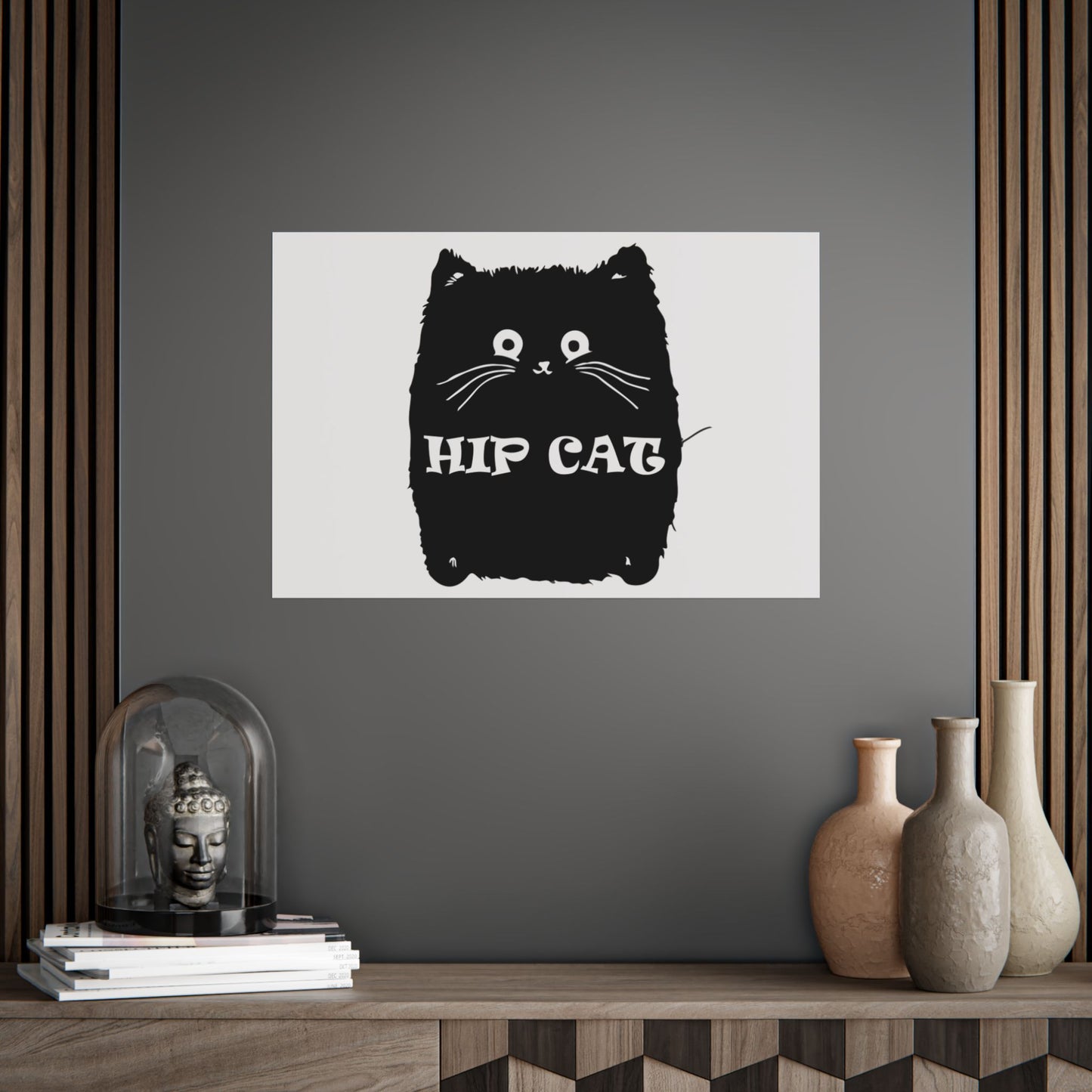 Hip Cat Poster — Cute Black Cat Wall Art Print