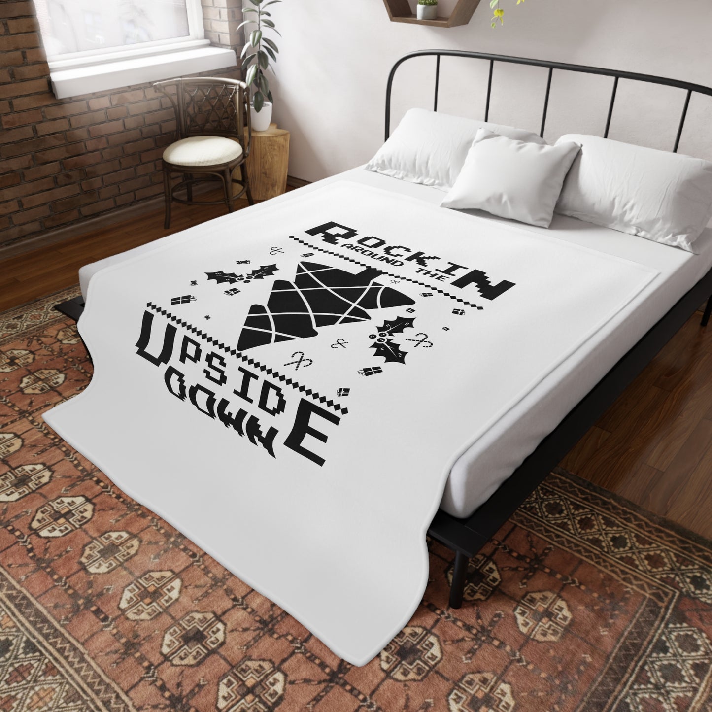 Plush Fleece Blanket — “Rockin’ Around the Upside Down” Stranger Things Holiday Throw