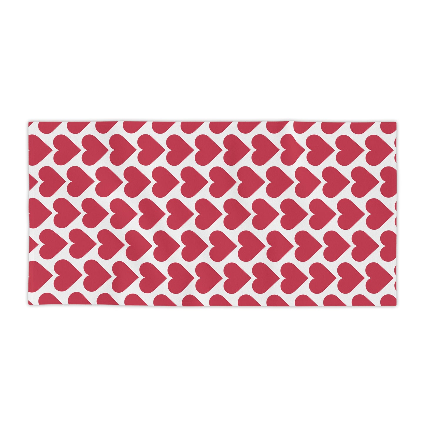 Red Heart Pattern Beach Towel — Valentine’s Day Romantic Pool & Beach Towel