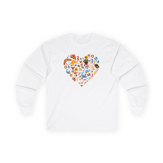 Summer Surf Heart Long Sleeve Tee — "Enjoy the Summer" Surf Graphic