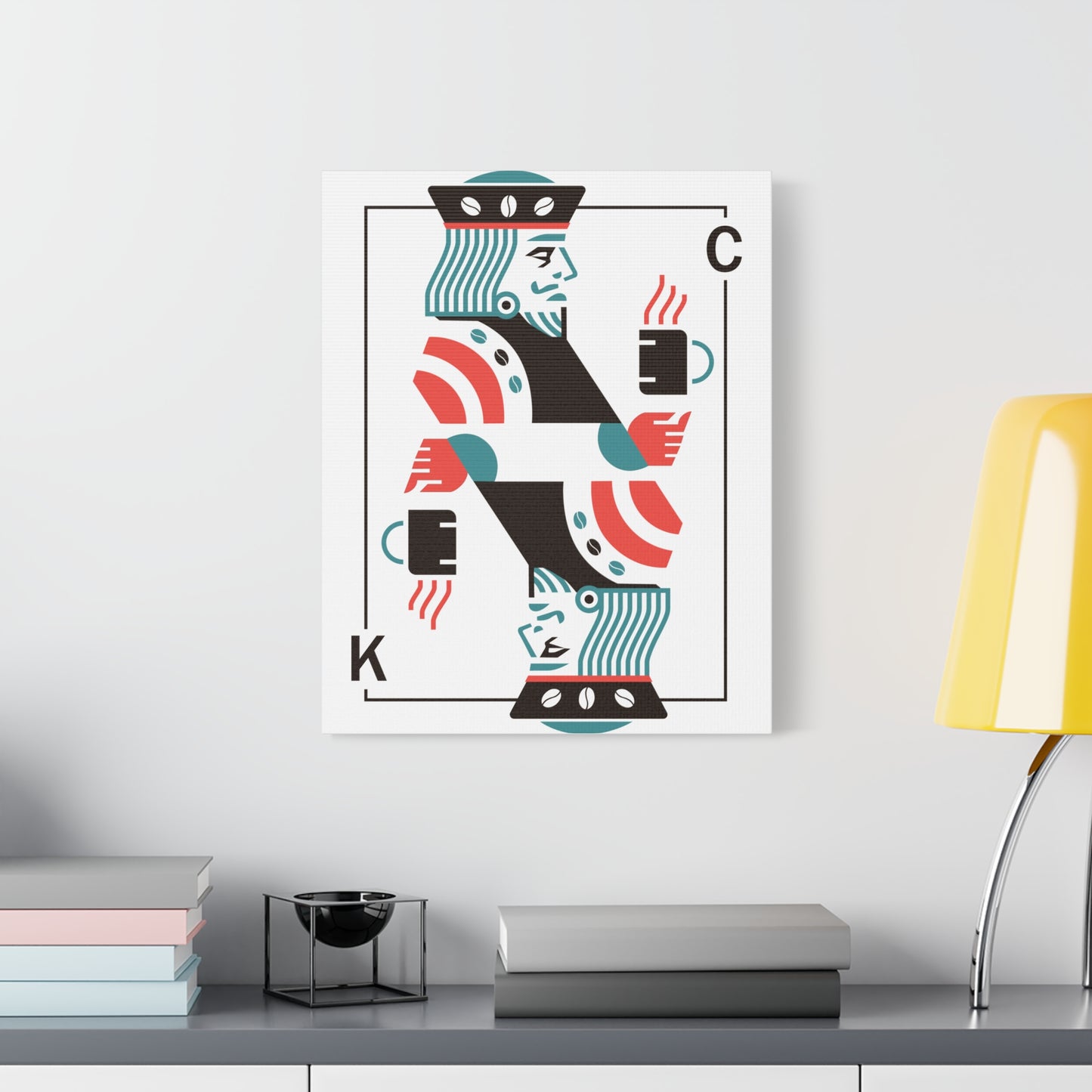 Coffee King Canvas Art — Modern Playing Card Wall Print
