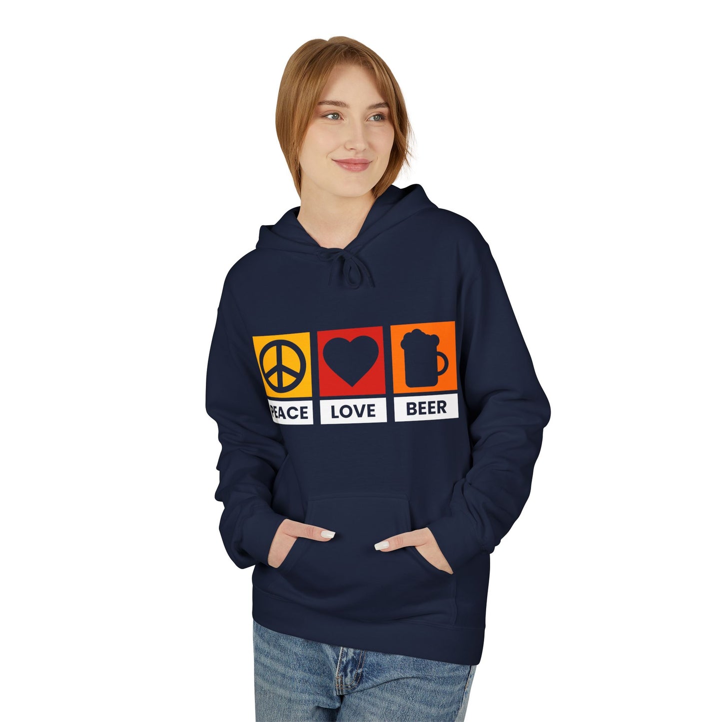 Peace Love Beer Hoodie — Peace, Heart & Beer Icon Pullover