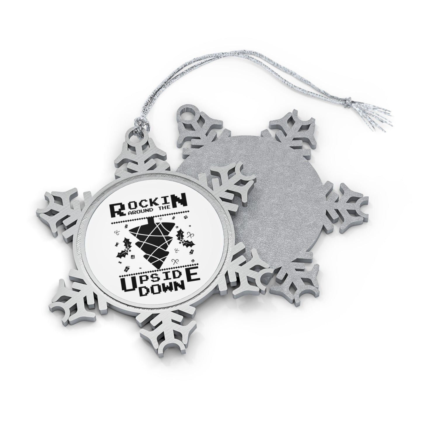 Pewter Snowflake Ornament — 'Rockin' Upside Down' Band Logo Holiday Ornament