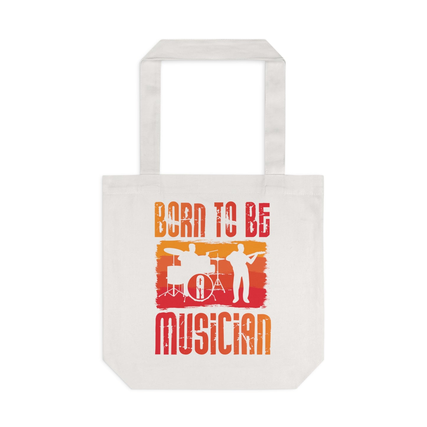 Born to Be Musician Tote Bag – Retro Drummer & Guitar Silhouette Music Lover Gift