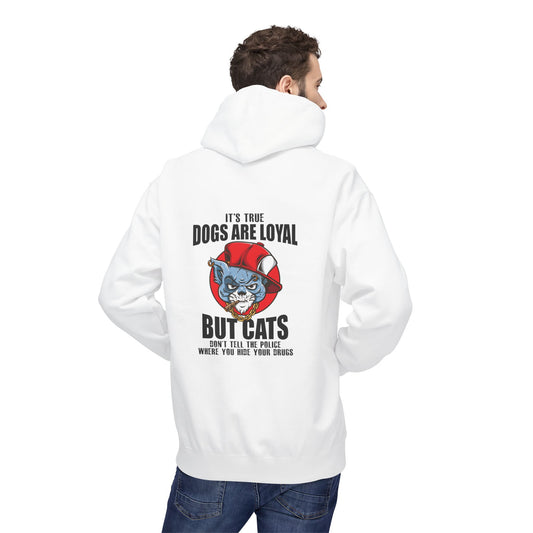 Hoodie — "Dogs Are Loyal But Cats Don’t Tell the Police" Graphic Cat Lover Pullover
